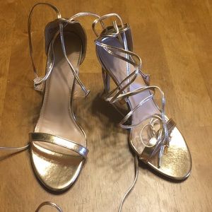 Gold strap tie up sandal